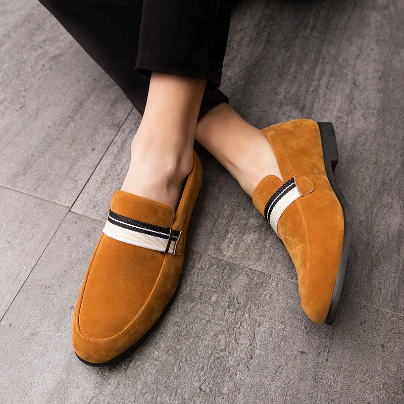 

Suede Leather Men Shoes Casual Formal Man Loafers Handmade Moccasins Italian Breathable Slip on Male Boat Shoes Walking Footwear