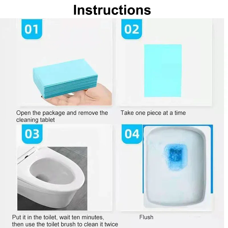 30PCS Toilet Cleaner Sheets Floor Cleaning Tablets Mopping Floor Toilet Cleaning Household Hygiene Toilet Cleaning Sheet