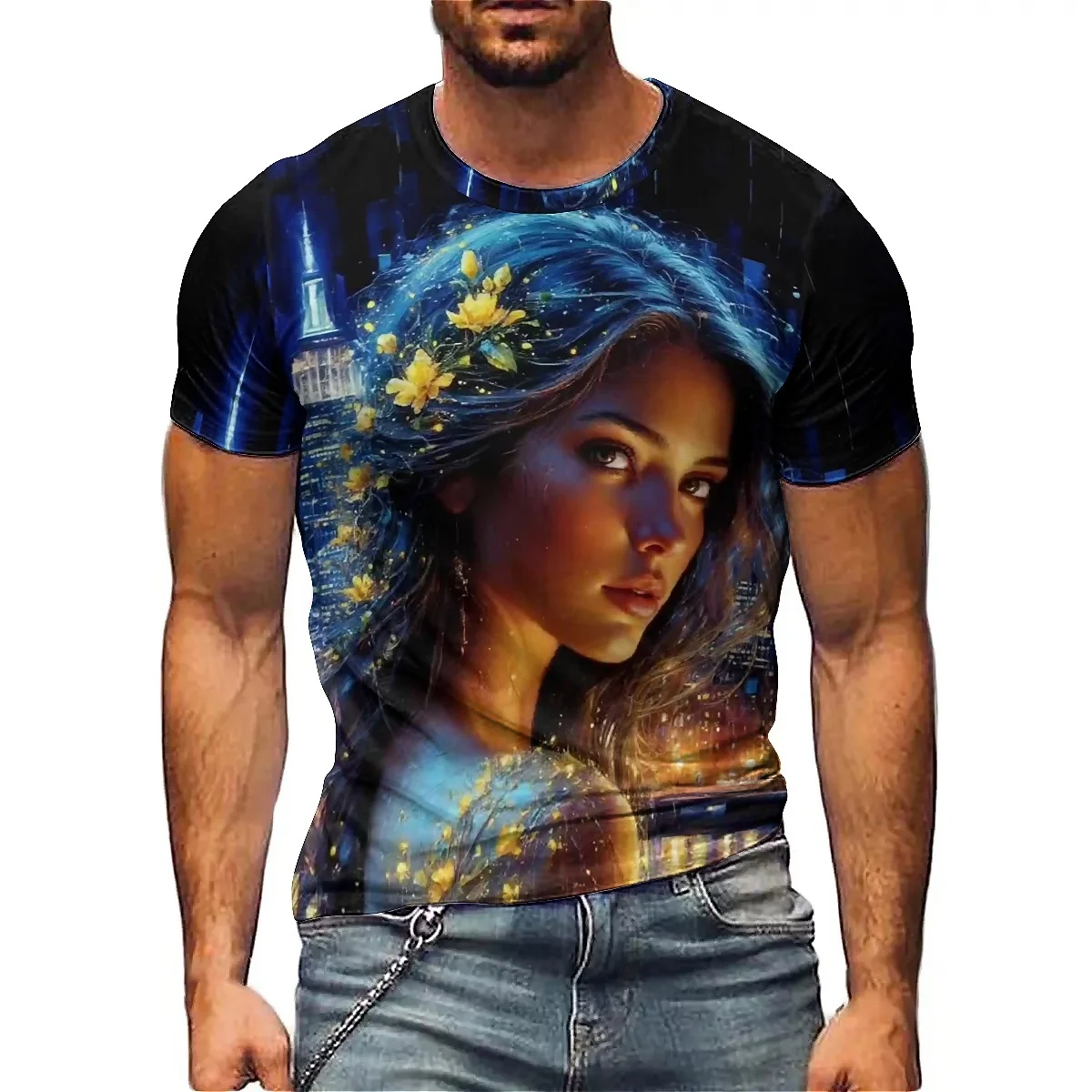 

Summer Beach Gym & Running Men's 3D Printed Short-Sleeve T-Shirt - Crew Neck Shirt-Style Printed Top