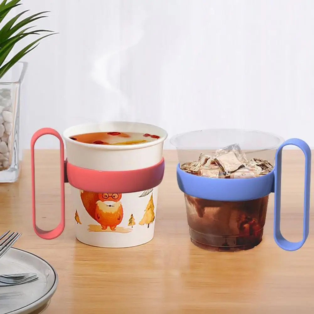 Thick Durable Cup Sleeve 12pcs Reusable Cup Coasters with Enlarged Handles Anti-scald Heat Insulation Sleeves Elastic Buckle Hot