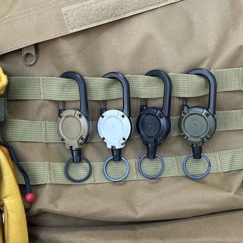 1/4/8pcs Retractable Anti-theft Metal Keychain Steel Wire Rope Easy-to-pull Buckle Outdoor Anti Lost Elastic Key Ring