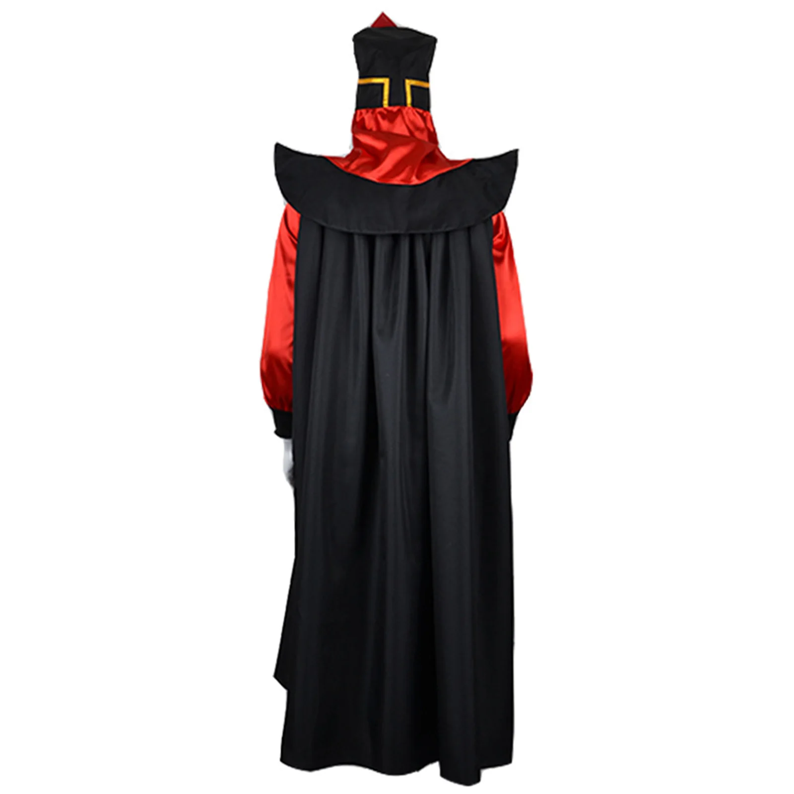 Film Jafar Cosplay Kostuum Jumpsuit Mantel Met Hoed Voor Mannen Vrouwen Outfits Halloween Carnaval Feest Roleplay Pak