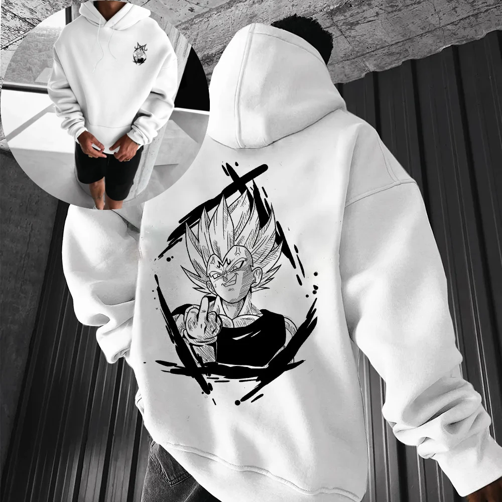 لعبة دراغون بول الأبيض هوديي الرجال النساء 2025 الربيع القطن البلوز عودة طباعة شائكة الشعر شخصية الأزرق متوهجة عيون الحبر ترشيش #3