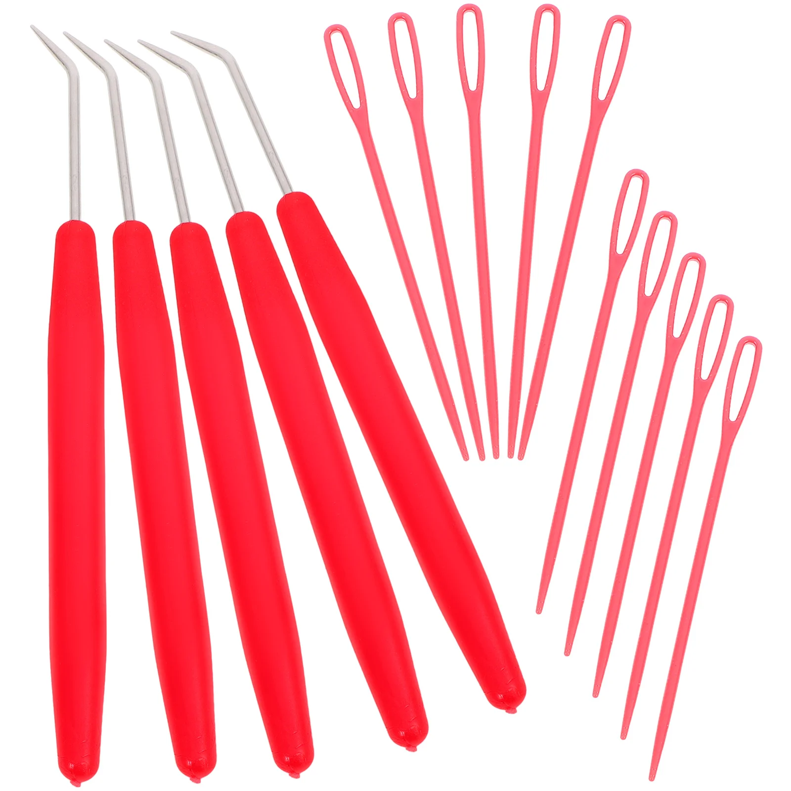 

15pcs Knitting Loom Hooks Colorful Plastic Handle Stainless Steel Tip Crochet Set For Sweater Scarf Gloves Crafting Knitting