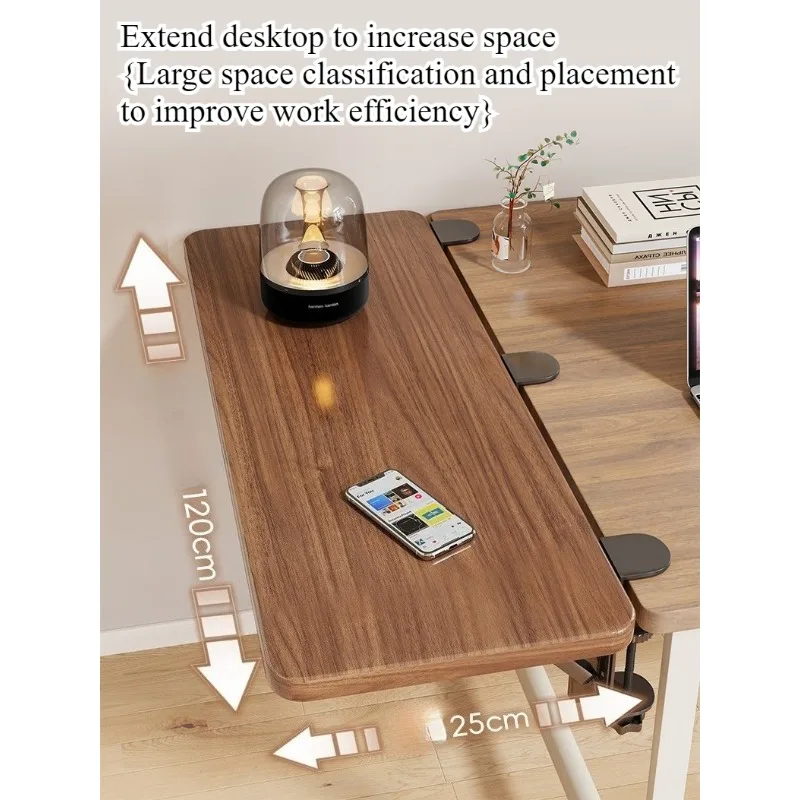 Image 5: Support de bureau extensible sans perçage pour ordinateur, panneau de bureau pliable avec bras articulé et support de clavier étendu