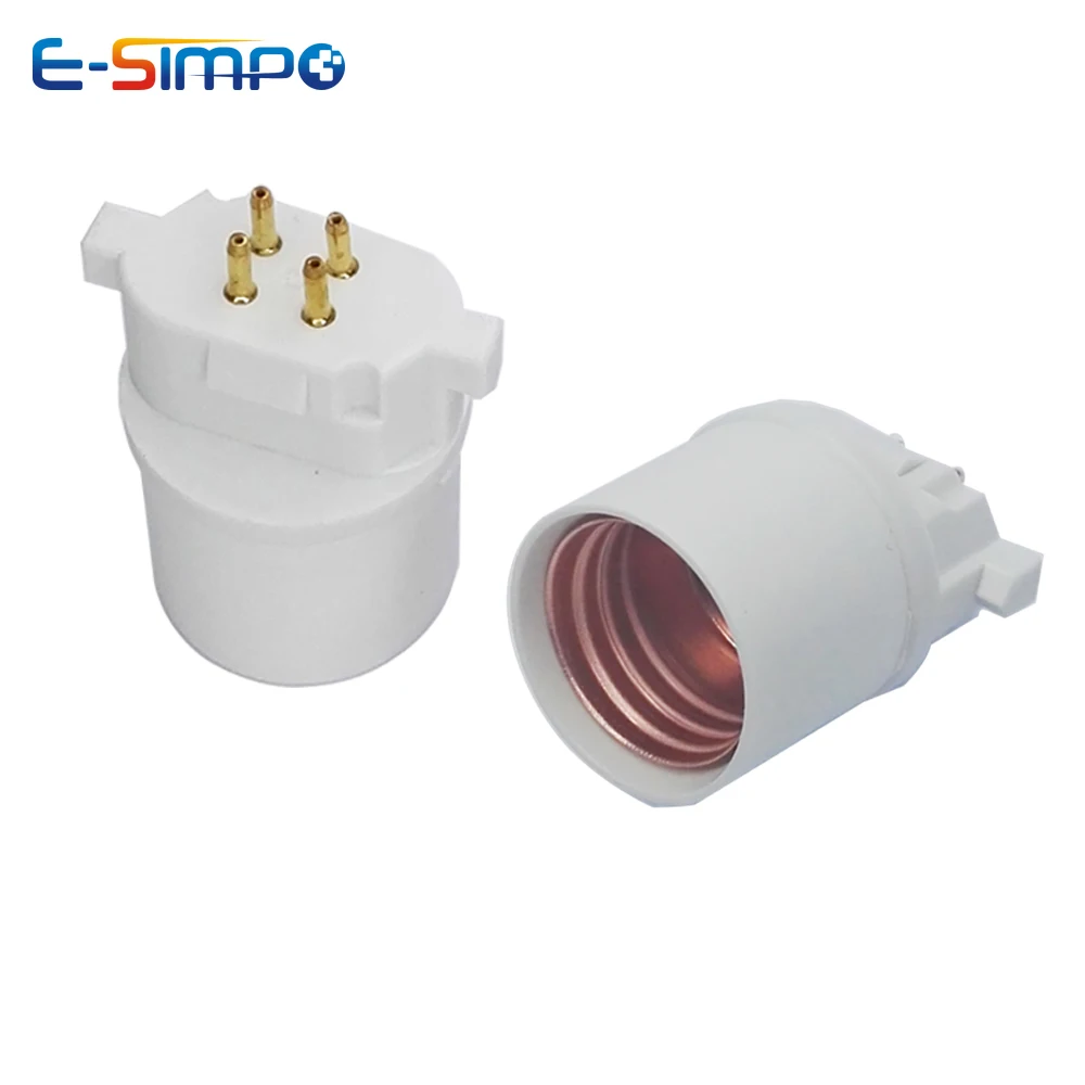 2pcs GX10Q to E26 Light Socket Adapter 4Pin CFL GX10Q to E26/E27 LED Lamp Base Holder Converter Need Bypass Ballast