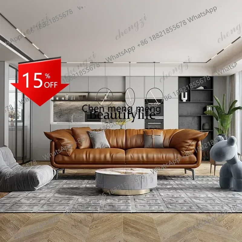 

EE182 Modern Simple Soft Sofa Vintage Brown Girl Designer Sofa Leather Love Seat Divano Princess Lounge Ergonomic Trendy Furnitu