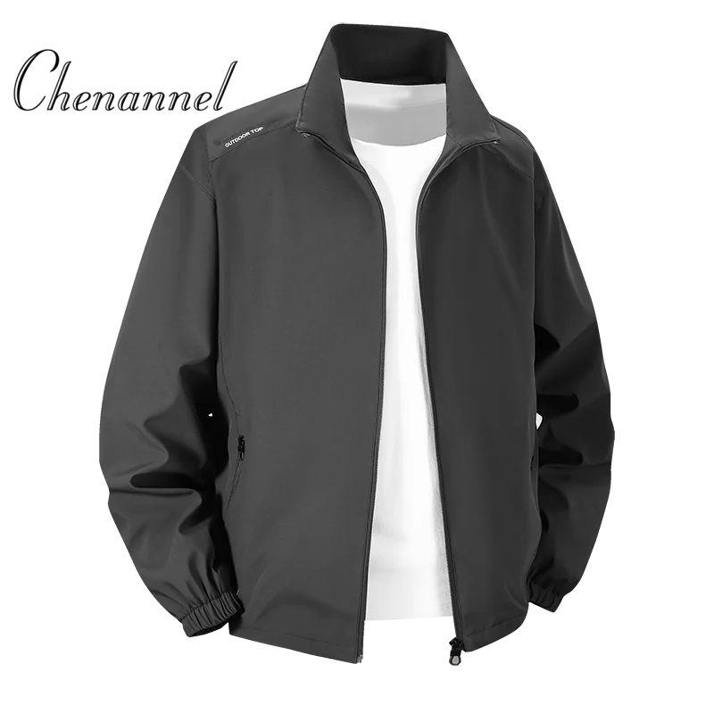 

Мужская куртка с воротником-стойкой на весну и осень, свободная ветрозащитная водонепроницаемая простая тренерская куртка, ветровка, куртка-пилот