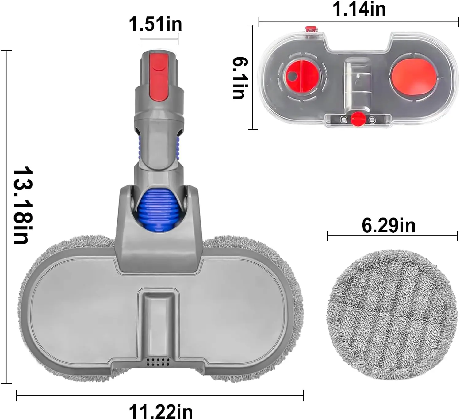 Fighter Electric Mop Head Attachment For Dyson V7 V8 V10 V11 V15 Wireless Vacuum Cleaner Wet-Dry Mop Cleaning Head Floor Brush