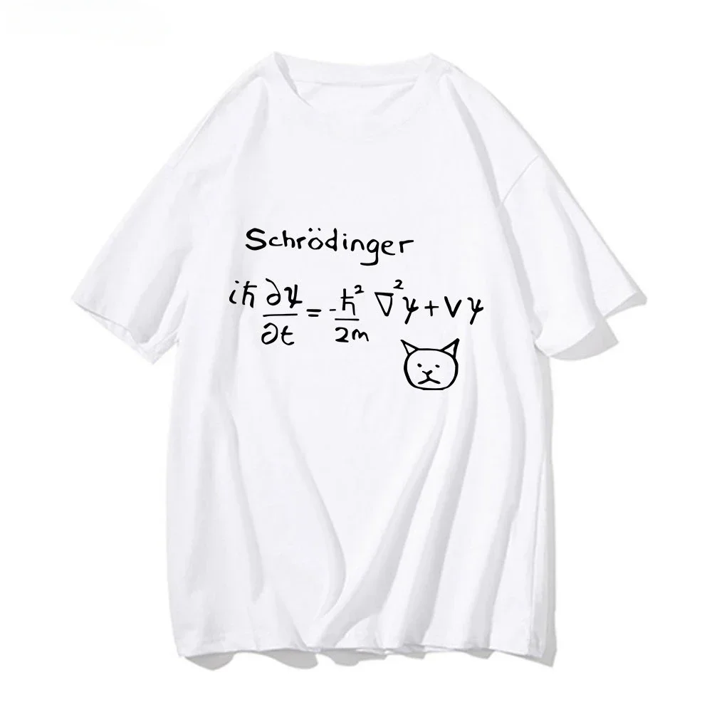Funny T-shirts Schrödinger's Cat Quantum Mechanics Fashion Comics Cartoonist Formula Handsome T-shirts for Women Graphic Y2K Top