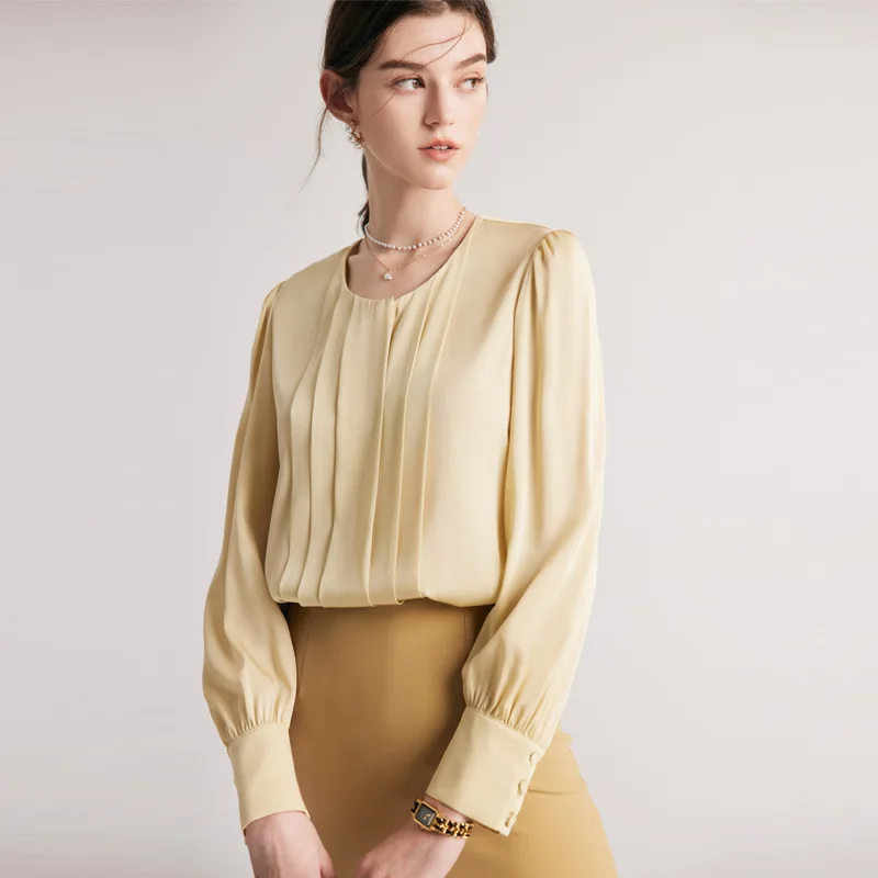 Women 2026 Spring Summer Silk Shirt New Neck Commuter Clothes