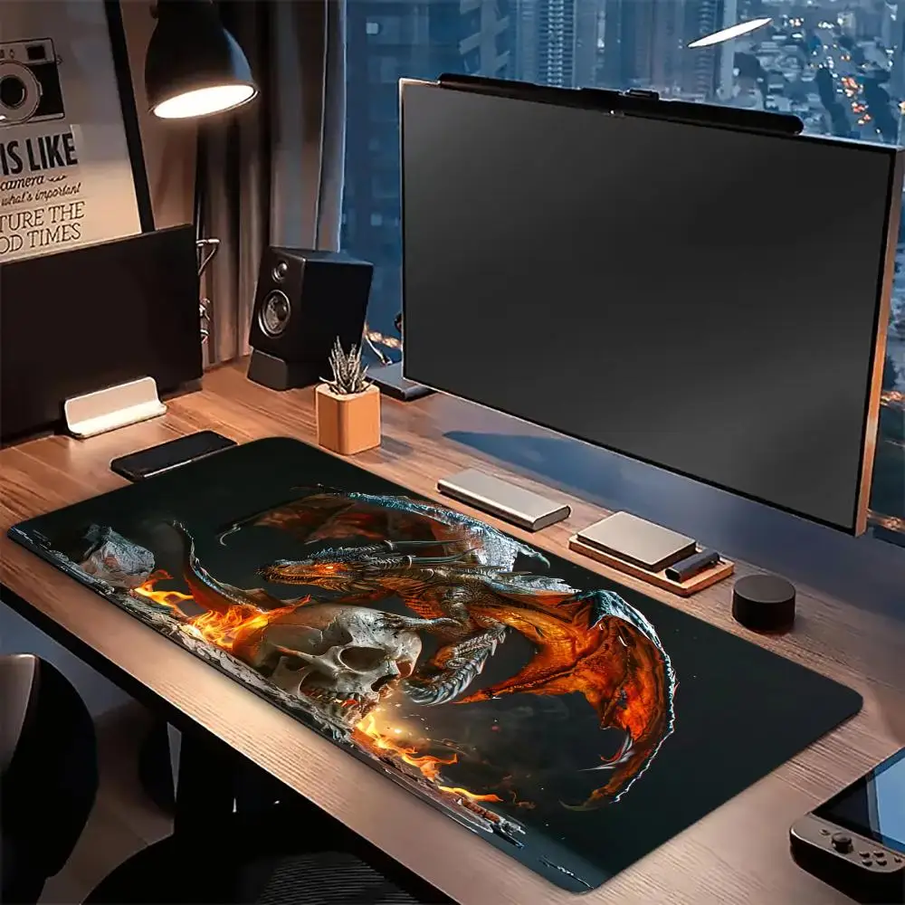 Dragon Skull  Sword Design Mouse Pad Large Rubber Non-slip Desk Accessories Mousepad for Office & Gamer Keyboard Decor Mat