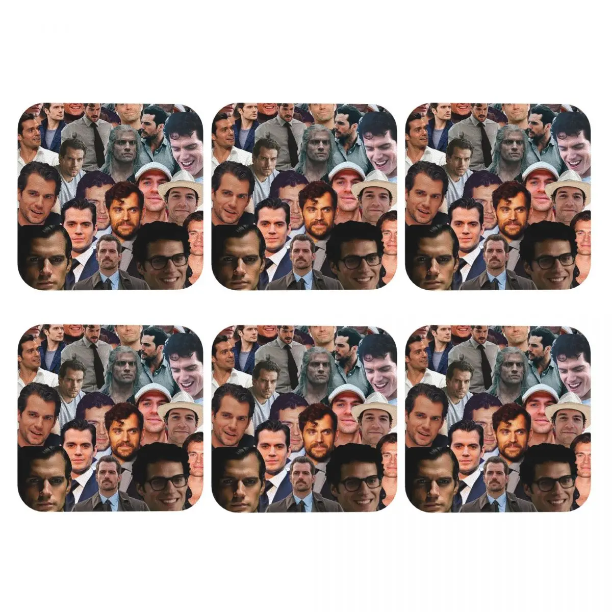 Henry Cavill Photo Collage 1 Coasters PVC Leather Placemats Insulation Coffee Mats for Decor Home Dining Pads Set of 6