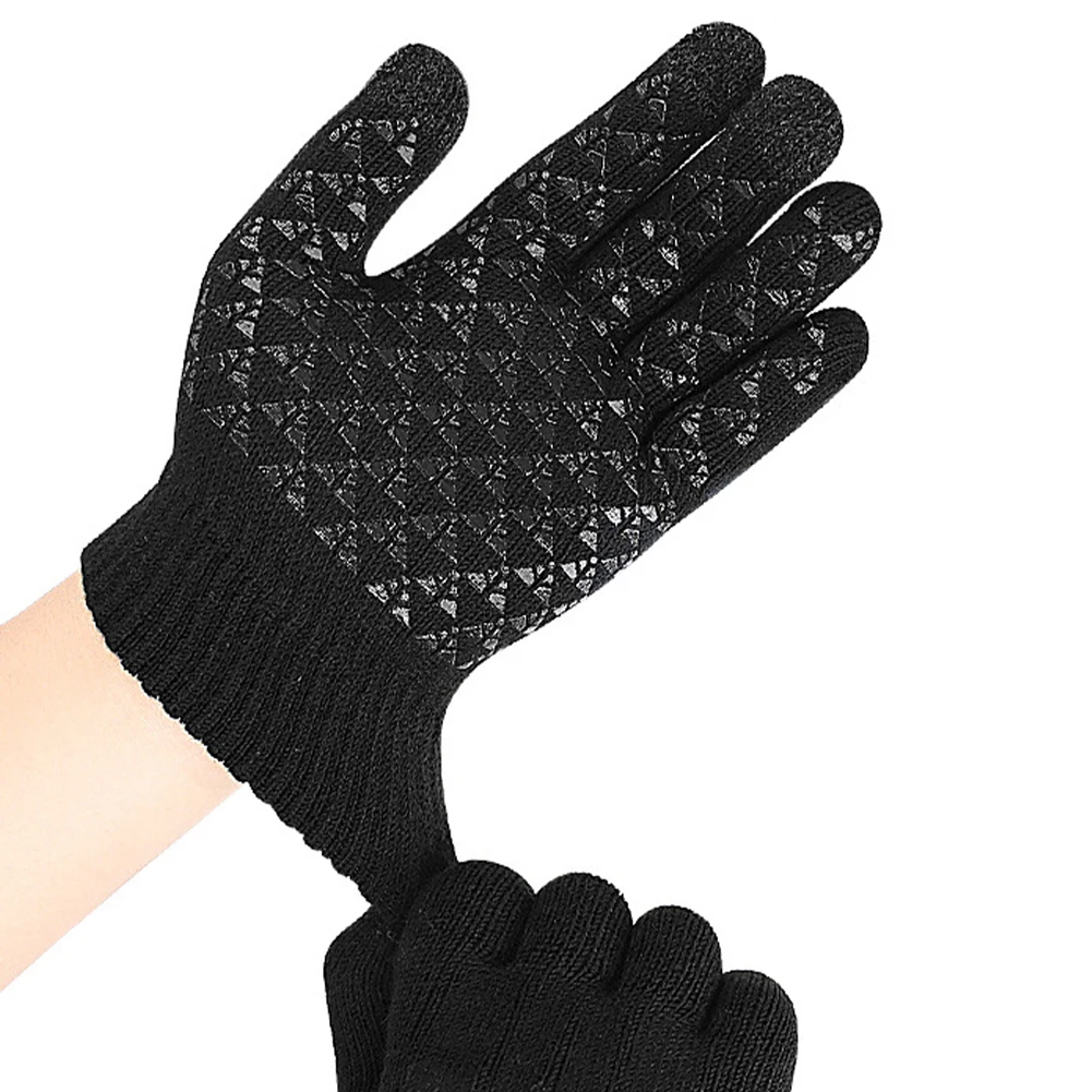 

USB Heated Knitted Gloves Full Finger Gloves Non-Slip Touch Screen Gloves Thicken Thermal Knitting Mitts for Outdoor Sports