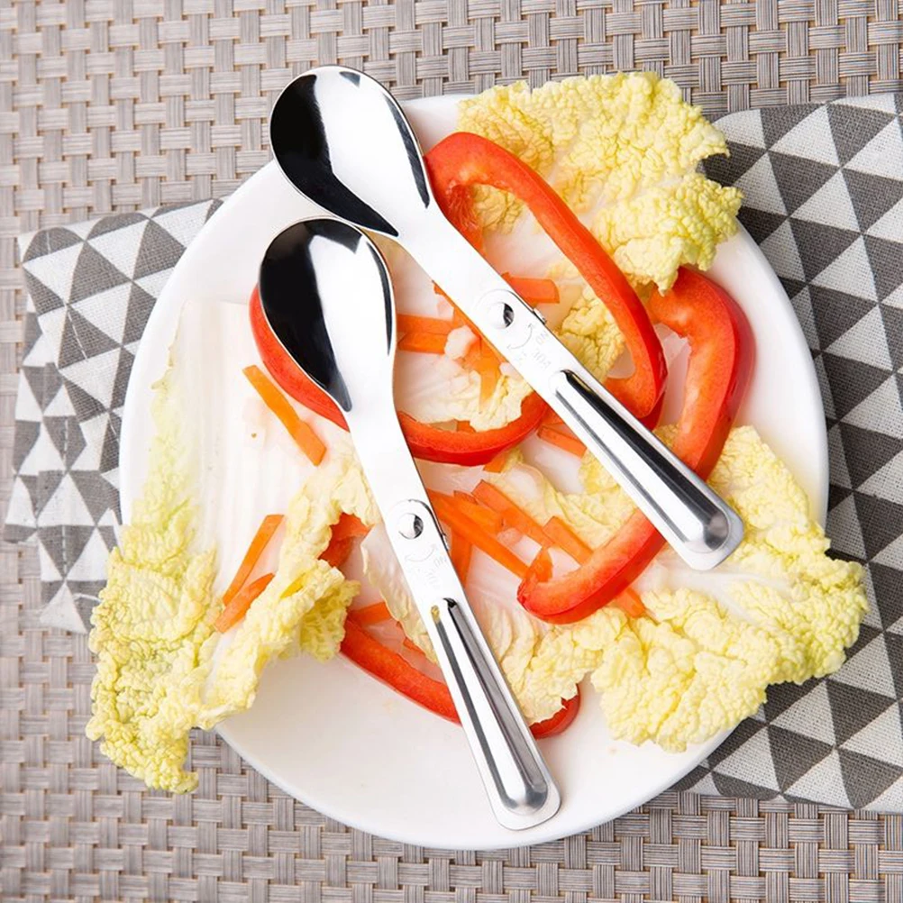 

5 pcs Stainless Steel Spoon Foldable Easy Clean Dishwasher Safe Outdoor Camping Hiking Dining Utensils Soup Dessert Coffee