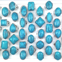 50pcs/pack Big Turquoises Rings Mixed Designs Men's Bague