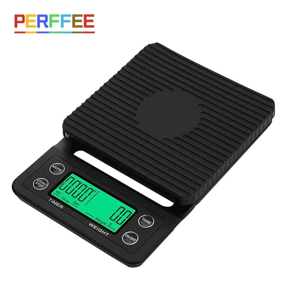 Coffee Scale with Timer 3kg/5kg 0.1g High Precision Tare Function LCD Backlight Display Kitchen Food Digital Electronic Scales