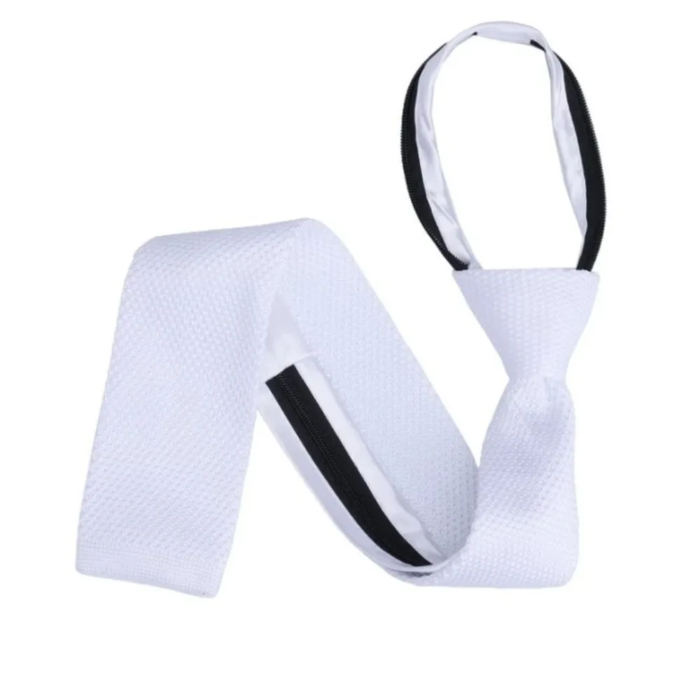 Cadeaux motif rayé doux rayé cravate tricoté tissu fermeture à glissière automatique fermeture à glissière cravate tête plate cravate garçons