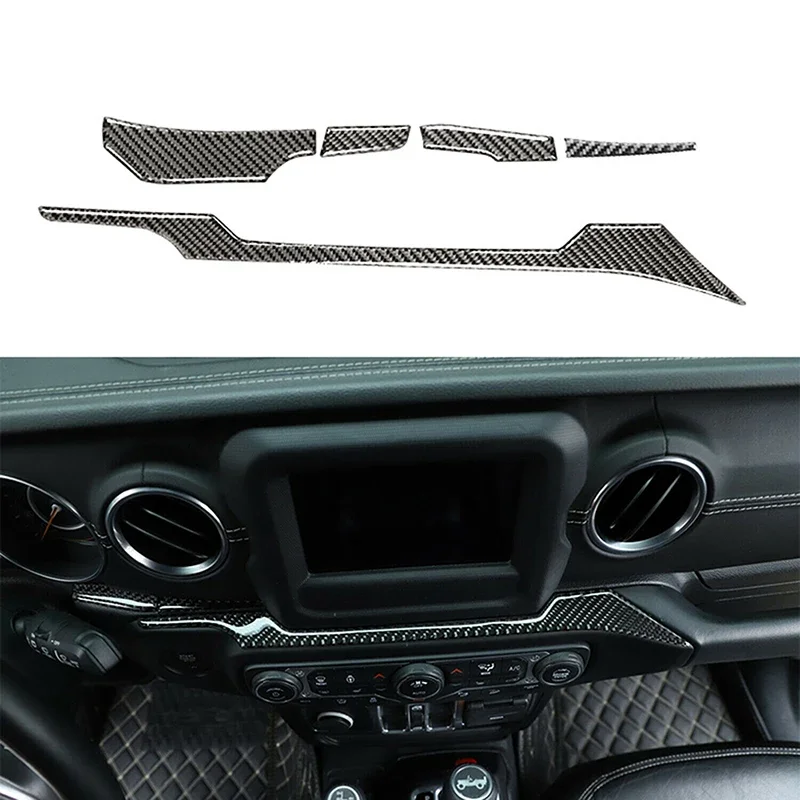 

5Pcs/set Car Center Console Decor Trim Sticker Real Carbon Fiber for Jeep Gladiator JT/Wrangle JL 4 Door 2018 2019 2020 2021