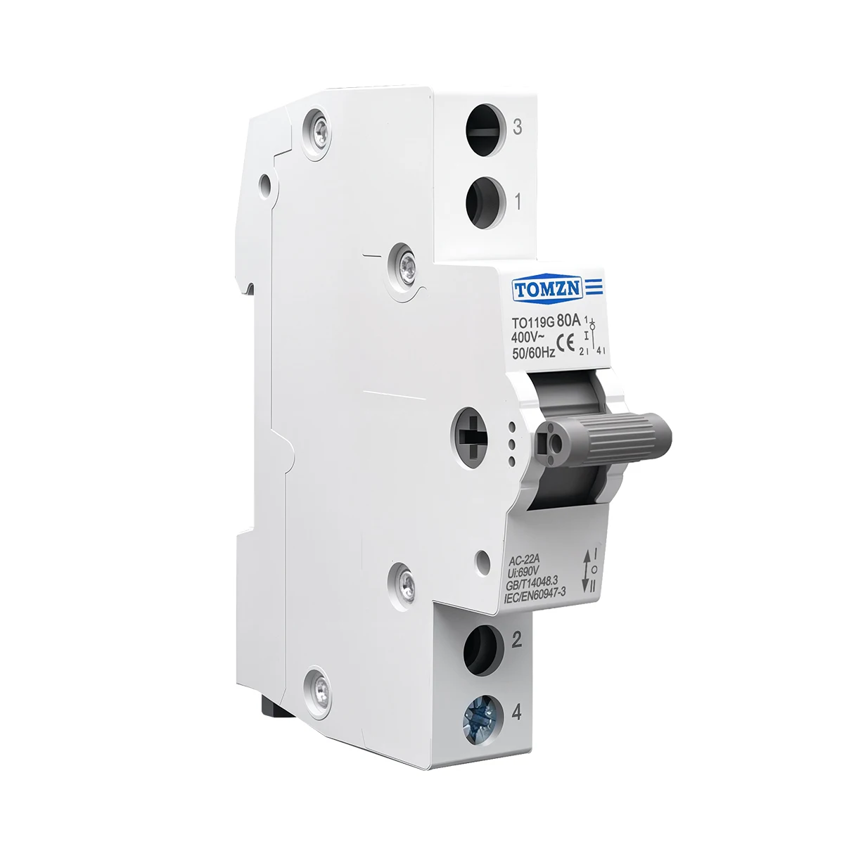 TOMZN TO419G Changeover Switch 1234P 400V~ 80A MTS Dual Power Manual Transfer Isolating Interlock Circuit Breaker Disconnectable
