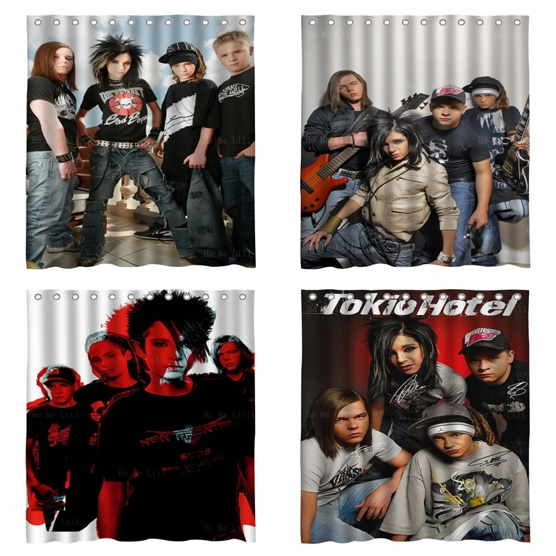 German Band Tokio Hotel 90s Pop Idol Musical Group Creative Poster Bathroom Decor Shower Curtain