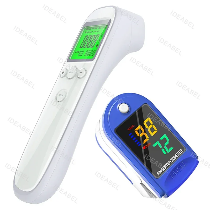 

Digital Infrared Thermometer Forehead Body Non-Contact Fever Thermometers Or Medical Portable Finger Pulse Oximeter Blood Oxygen