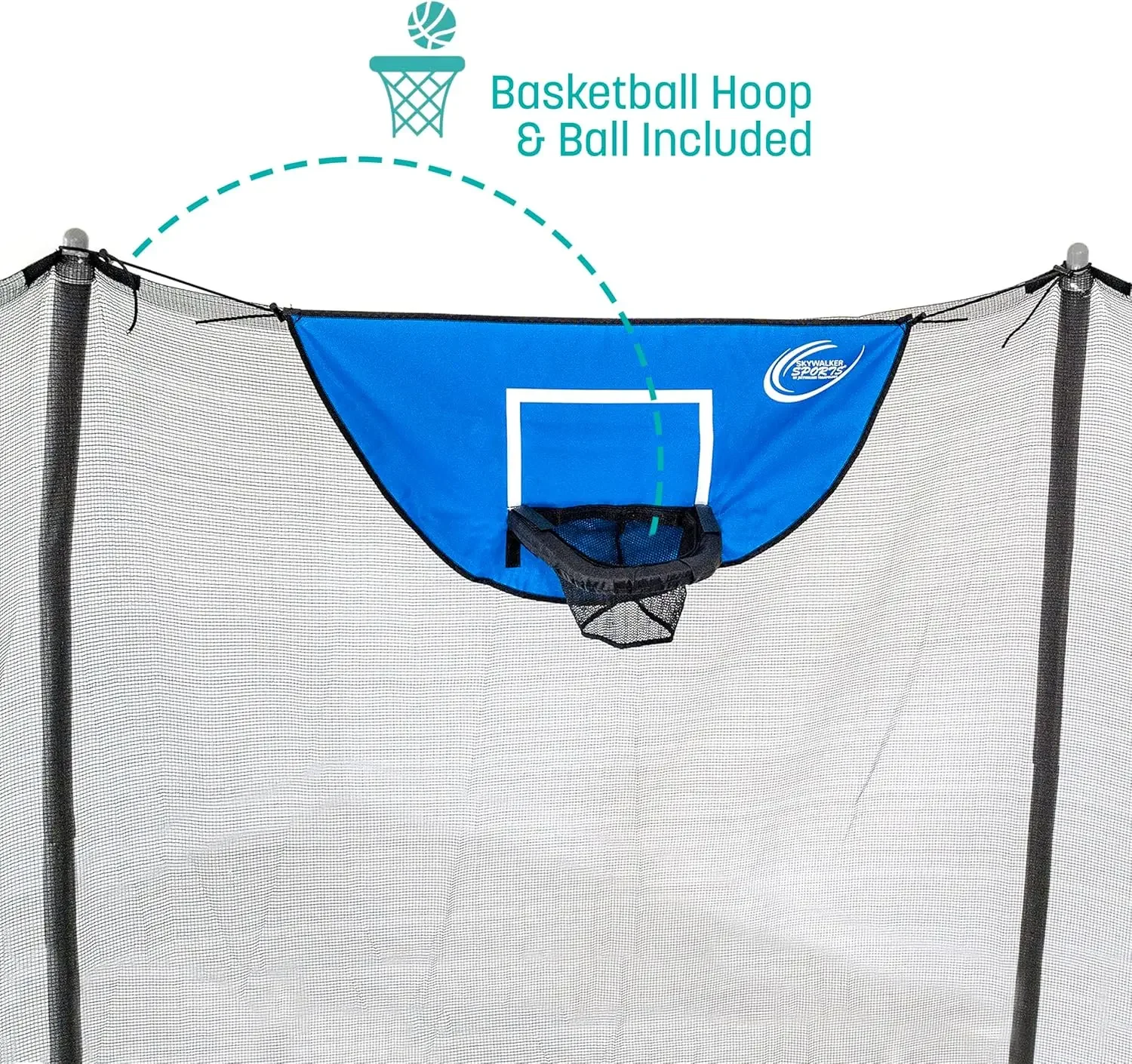 Jump N' Dunk 8 FT, 12 FT, 15 FT, Round Outdoor Trampoline for Kids with Enclosure Net, Basketball Hoop, AS