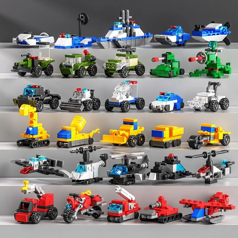 835-teiliges 30-in-1 Mini-Fahrzeug-Baukasten-Set, Panzer Flugzeug Auto Schiff DIY-Bausteine, Lernspielzeug für Kinder Jungen Mädchen – Detail 2