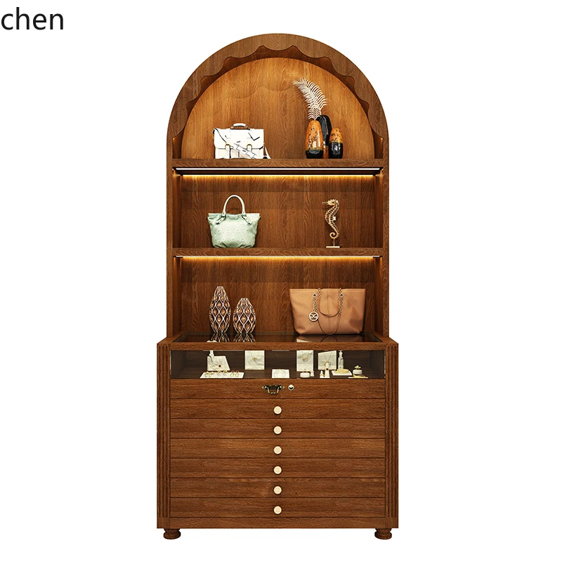 

HXL Medieval Glass Display Cabinet Jewelry Display Combination Shelf Display Shelf