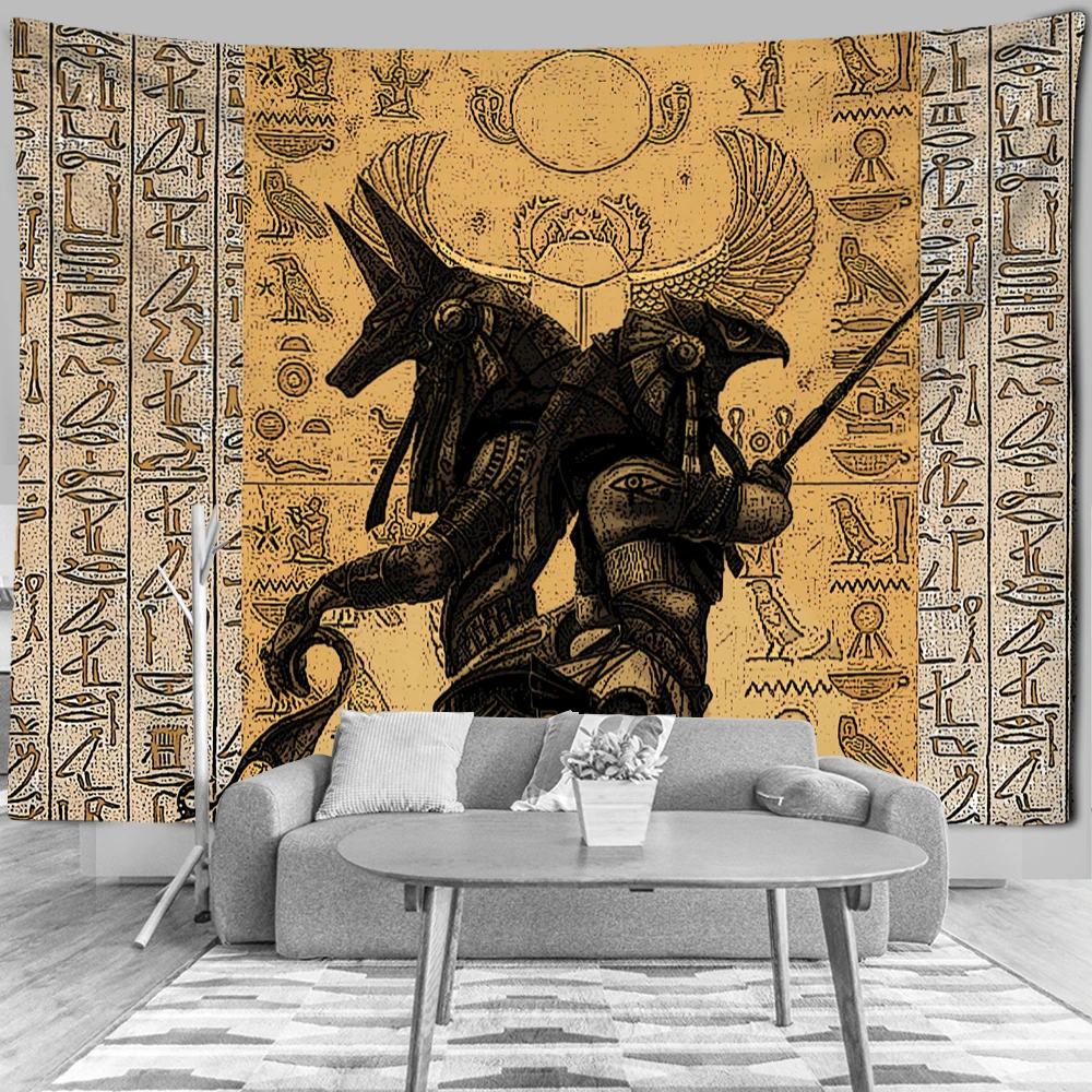 Yellow Ancient Egypt Tapestry Wall Hanging Old Culture Printed Hippie Egyptian Tapestries Wall Cloth Home Decor Vintage Tapestry