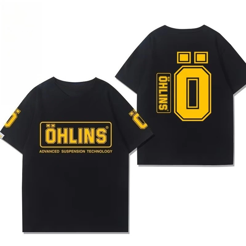2026 OHLINS Motorcycle Shock Absorber Modified T-shirt Casual Wear Trendy Racing Ins Y2k Suitable for Both Men and Women