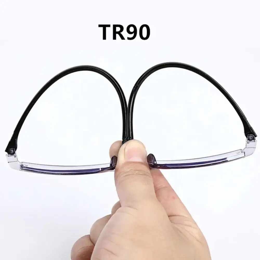 PC Reading Glasses Black+Blue Rectangle Blue Light Blocking Glasses Multifocal Strength: 1.0~4.0x Anti Eyestrain Reading Glasses