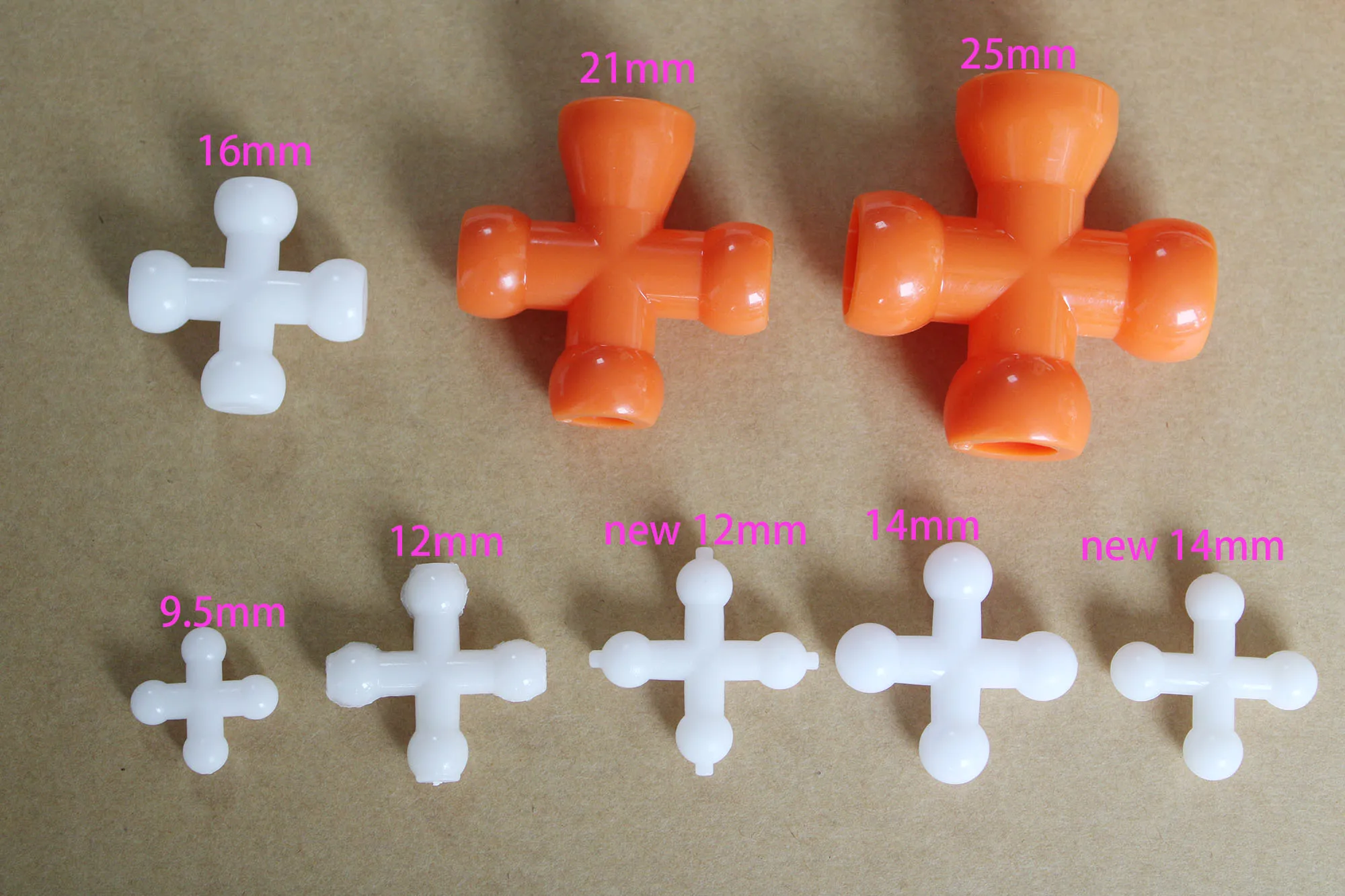 10pcs---cross shape skelton joint connector fit for 9.5/12/14/16mm/21mm/25.5mm toy bulk skeletonjoint