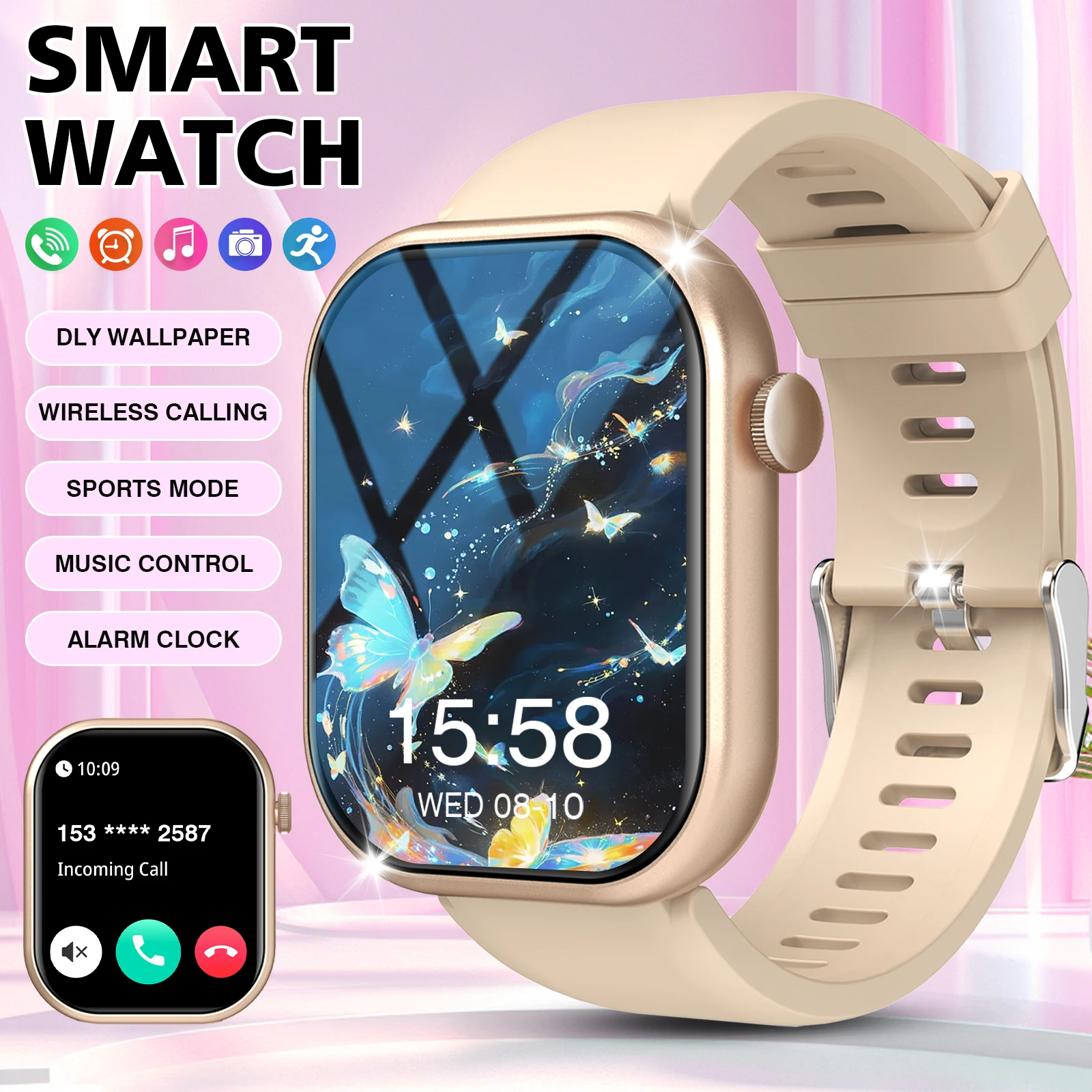 Watch 7 Smartwatch Iphone - 新しいスマートウォッチ、HDタッチスクリーン、通話リマインダー/マルチダイヤル/マルチスポーツモード/カレンダー/天気予報/アラームリマインダーなどの機能搭載、AndroidとiPhoneに対応、クリスマス/新年/誕生日の腕時計ギフト、家族や友人に最適。