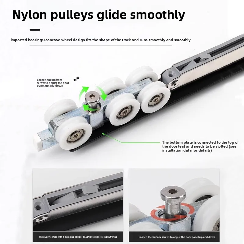 Folding Pivot Magic Door Sliding Hardware Set Plated Aluminum Alloy Rail Roller Components Bedroom Kitchen Interior Doors