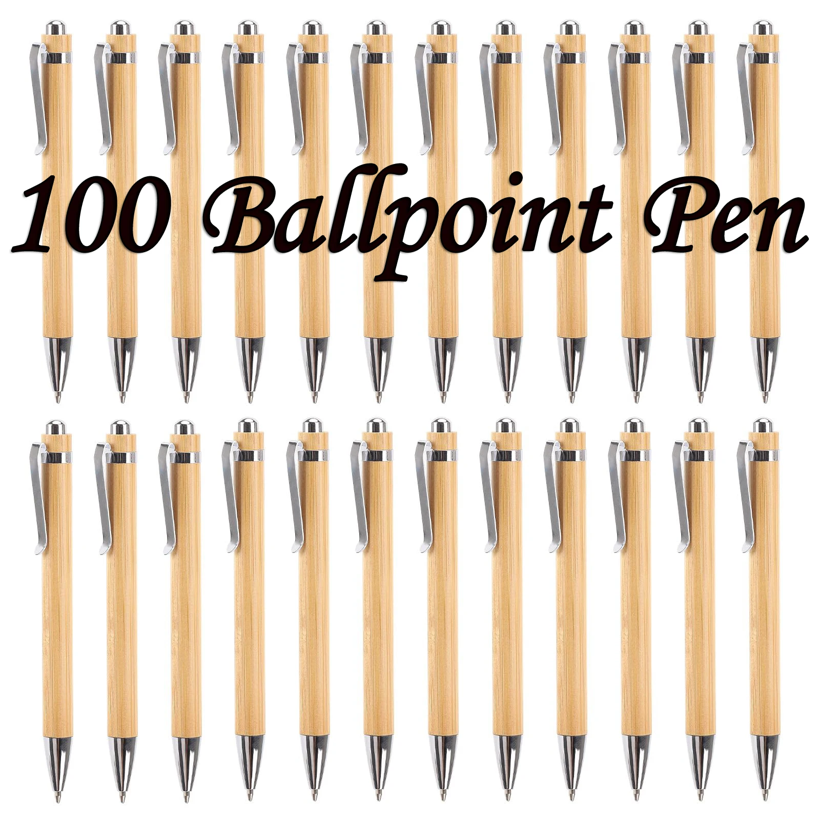 

100Pcs Bamboo Wood Ballpoint Pen 1.0mm Tip Office School Wrting Stationery Business Signature Ball Pens