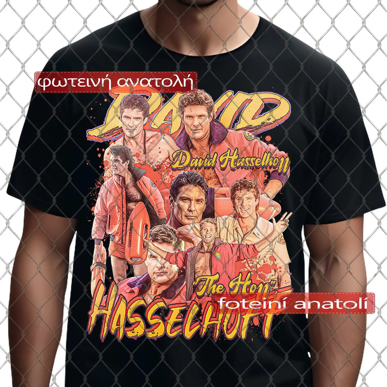 Retro David Hasselhoff Bootleg T Shirt Cotton Celebrity Unique for Trendy Casual Apparel vintage Washed fashion