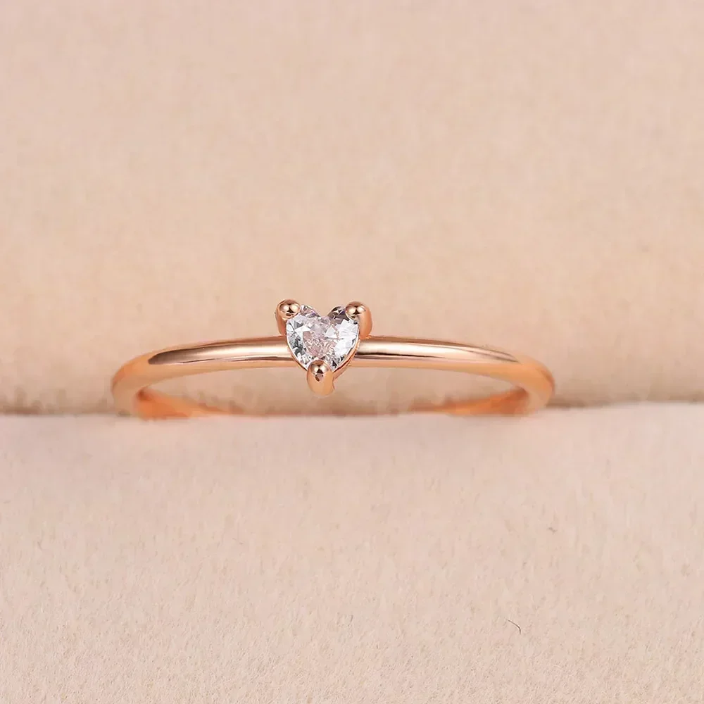 Anillos finos y delicados de lujo para mujer, Color dorado y plateado, corazón de amor, circón, delicado anillo para citas de boda, regalo de joyería de moda
