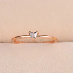 Luxury Dainty Thin Rings for Women Gold Silver Color Love Heart Zircon Delicate Wedding Dating Ring Fashion Jewelry Gift