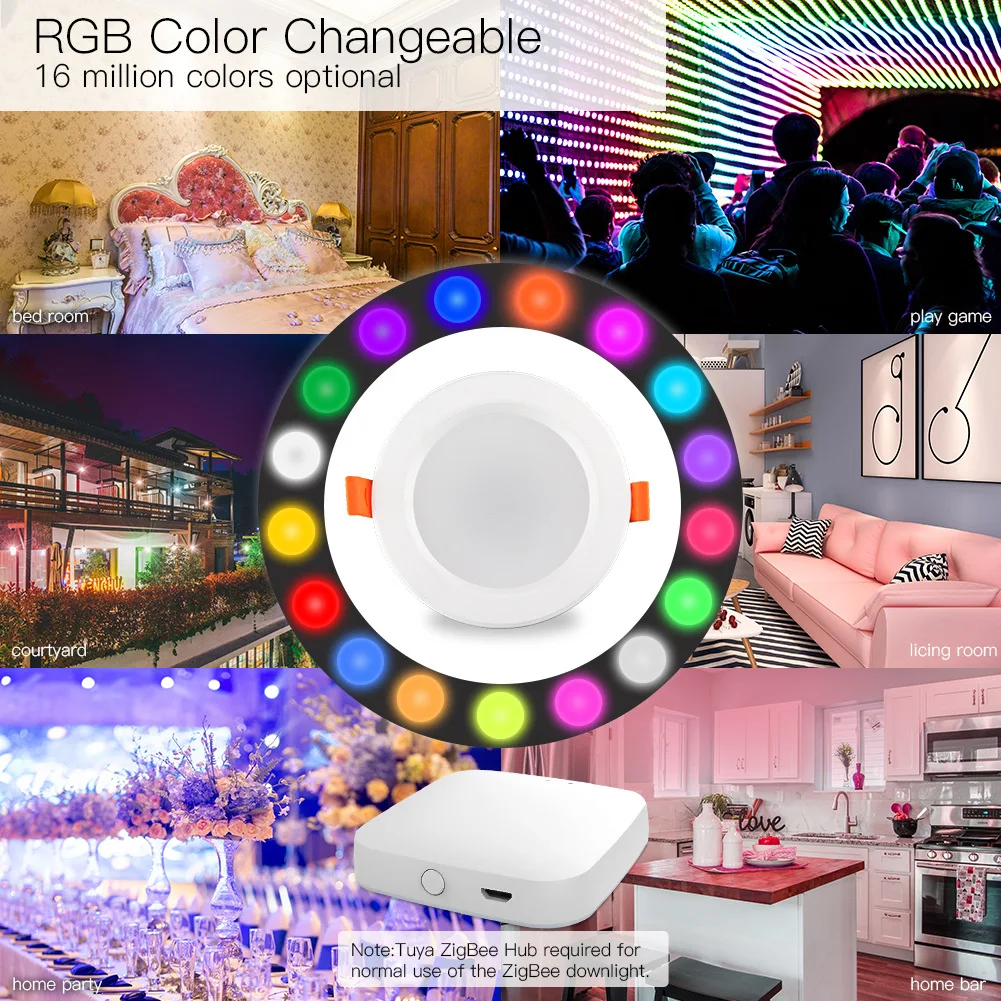 WiFi Smart LED Downlight Zigbee Dimming Round Spot Light 7/10W RGB Color Changing Warm Cool light Alexa Google Home Vocie