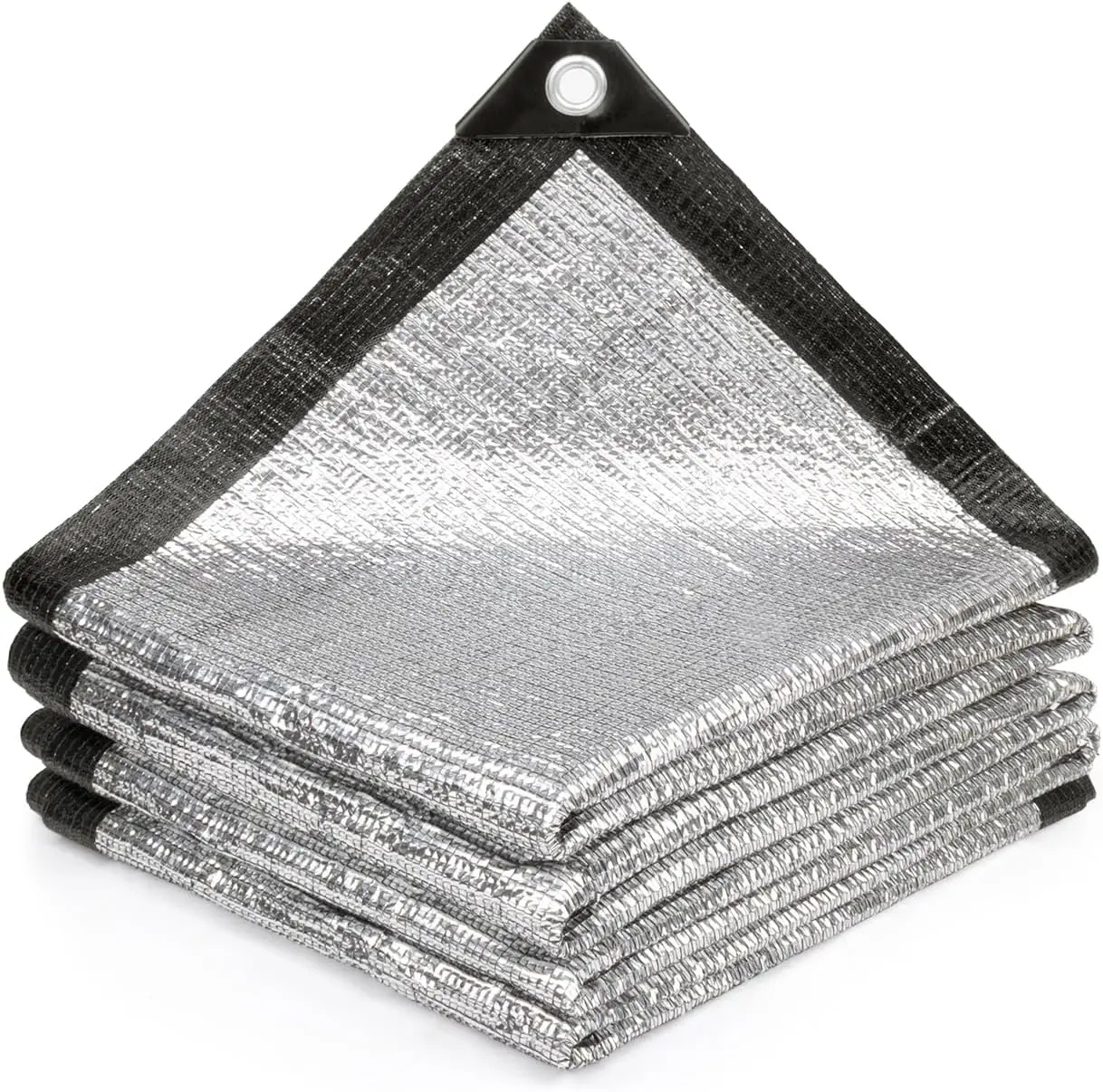 99% Aluminum Sun Shade Cloth 10x20FT Reflective Silver Tarp Fabric with Grommets