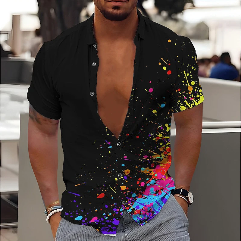 Graffiti Painting 3D Print Hawaiian Shirts Men Women Casual Fashion Streetwear Short Sleeve Beach Shirt Tops Blouse Man Clothing