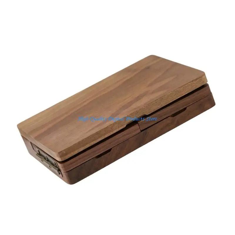 U2JE Travel Watercolor Paint Tray Wooden Painting Box with Palette Pan Large Paint Palette Small Paint Storage Case For Art