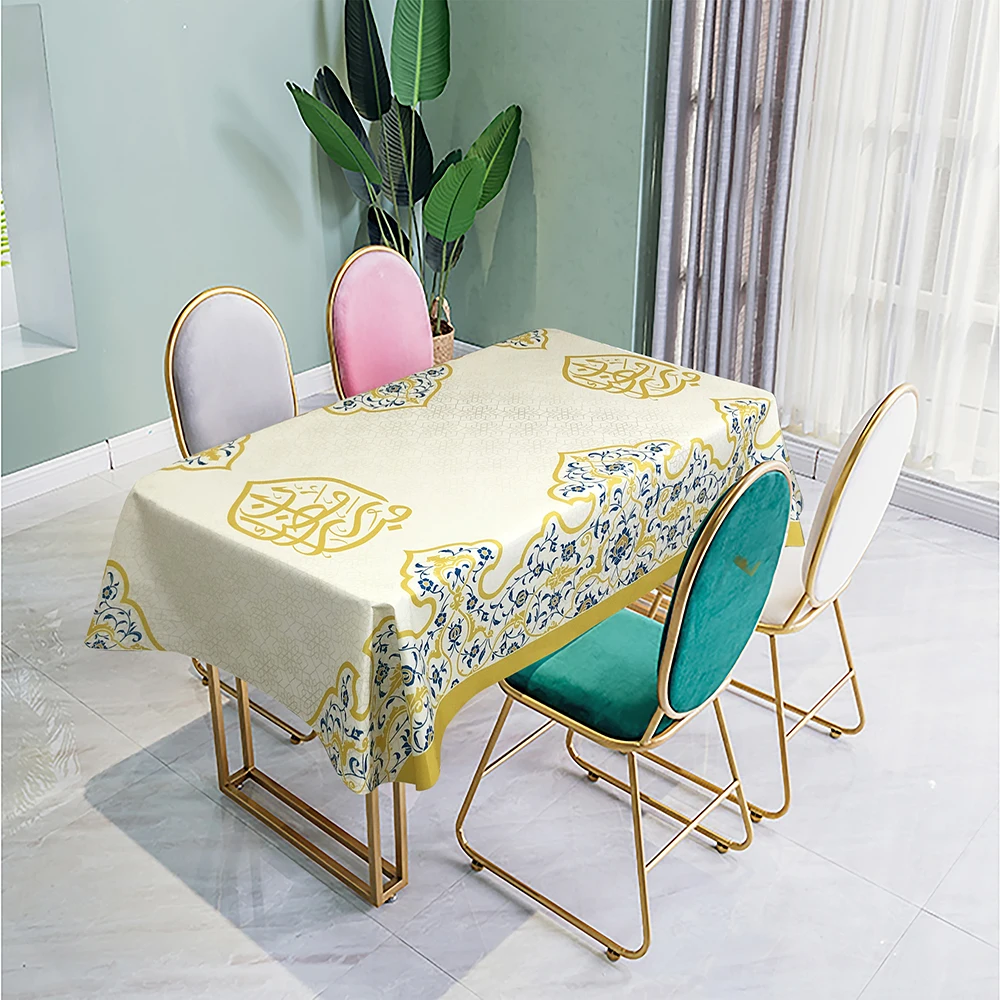 

Restaurant Kitchen Rectangular Tablecloth Ramadan Festival Home Moon Star Lantern Lslamic Festival Party Decorations