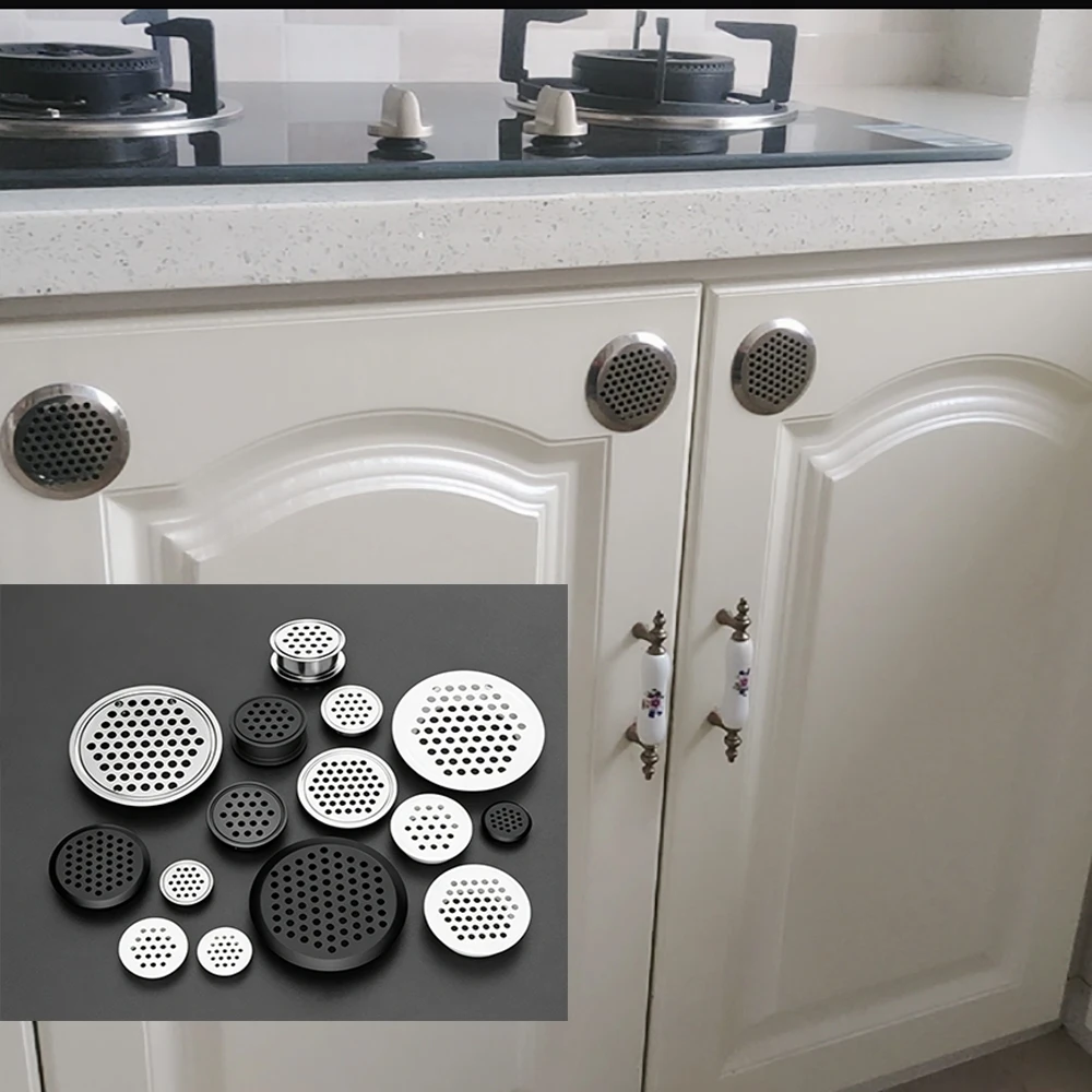 Round cabinet Air duct Vent Dia.19mm-80mm Steel Louver Mesh Hole plug decoration cover Wardrobe grille ventilation systems