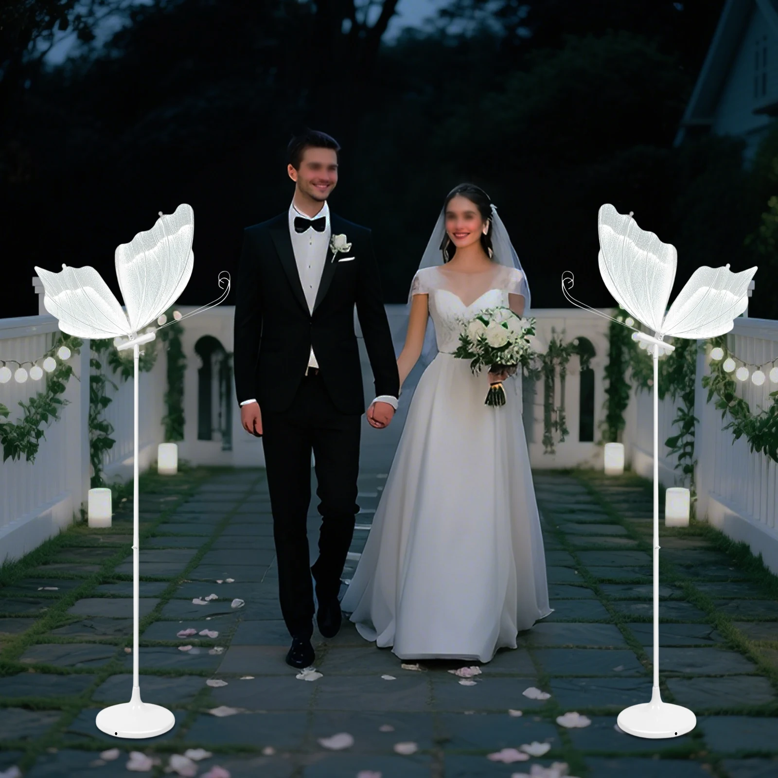 

2 шт. креативных светодиодных напольных светильников в виде бабочек, романтические подвесные украшения-бабочки для свадьбы и Рождества