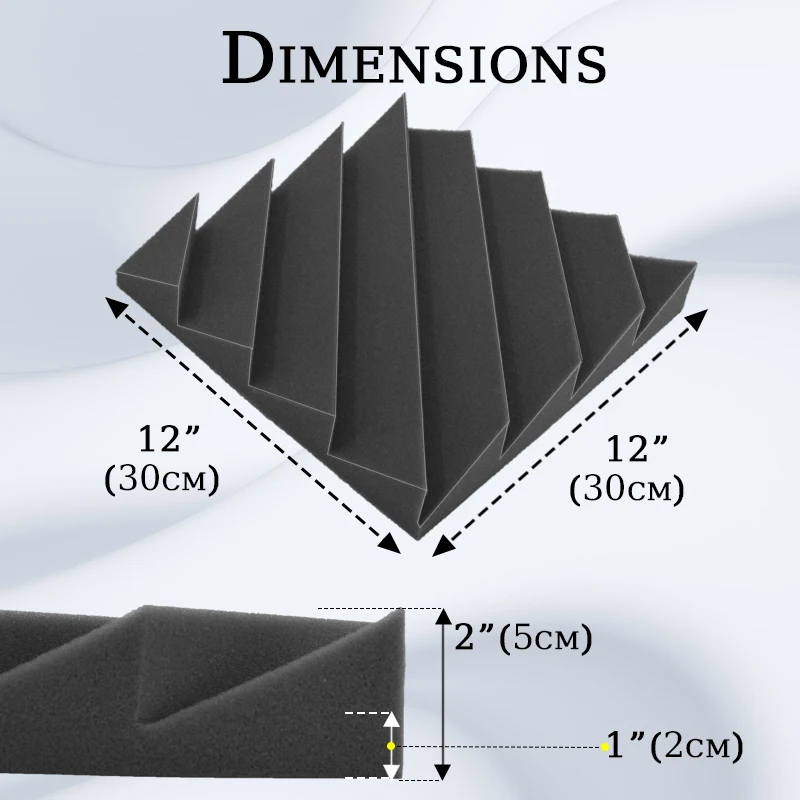 TOUO Acoustic Foam 6/12/24 Pcs Wall Soundproofing High Density Sound Absorbing Material Diamond groove Sound Foam Ktv Insulation