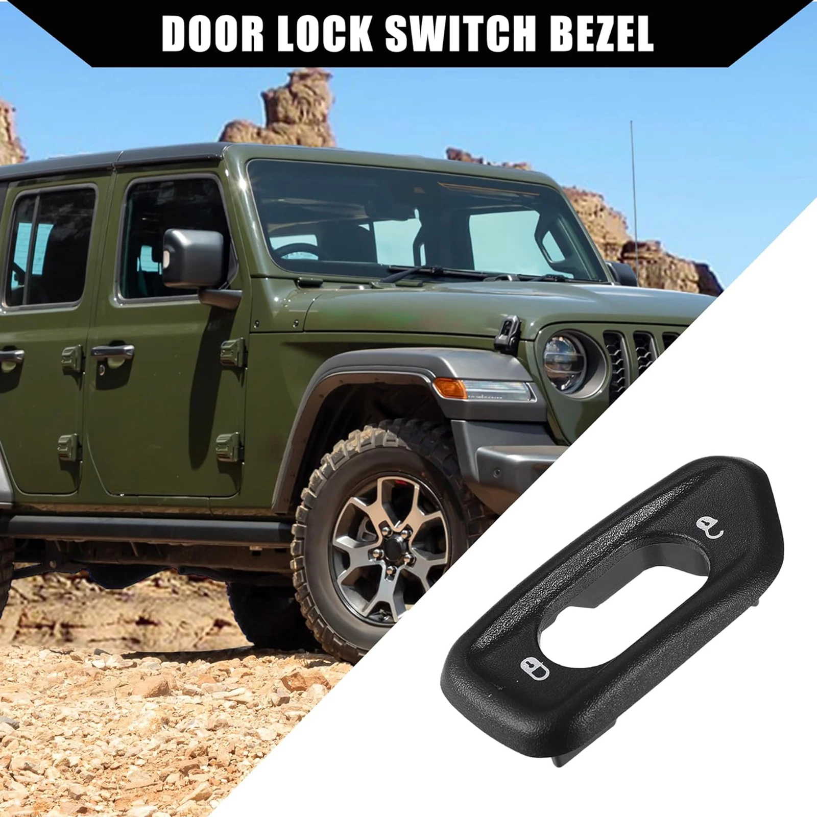 

Door Lock Switch Bezel Left Driver Side For Jeep Wrangler JK 2011-2018 3.6L, Replaces OE 68185911AA Replacement Trim Cover