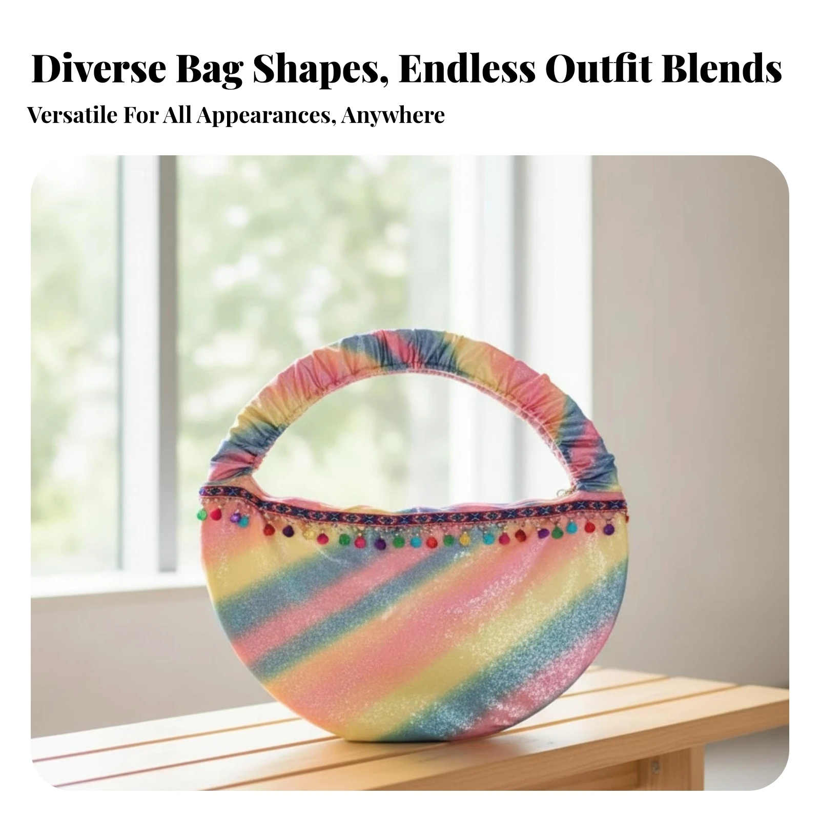 Dance Bag Zip Closure Stitched Construction Arched Handle Gymnastics Bag for Dancers