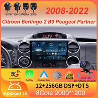 Android 15 Carplay For Citroen Berlingo 2 B9 Peugeot Partner 2008 2009 2010 -2022 Multimedia Car Radio Player DSP WIFI+4G Stereo